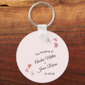 Porte-clés Papillons roses Jardin Romantique Simple Mariage (Recto)