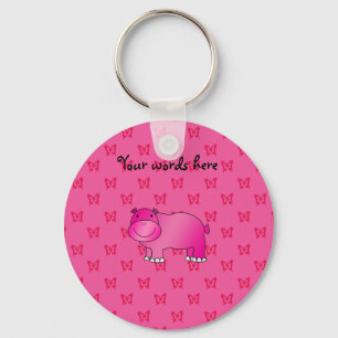 Porte-clés Papillons roses mignons de rose d'hippopotame