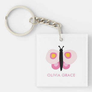 Porte-clés Papillons roses personnalisés pour filles