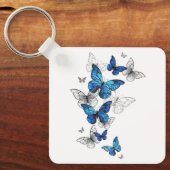 Porte-clés Papillons volants bleus Morpho (Recto)