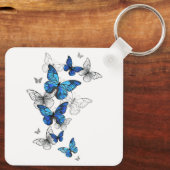 Porte-clés Papillons volants bleus Morpho (Verso)