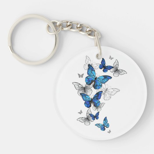 Porte-clés Papillons volants bleus Morpho (Devant)