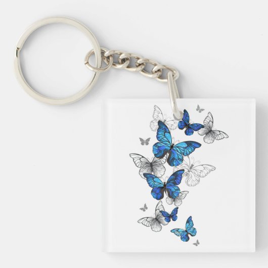 Porte-clés Papillons volants bleus Morpho (Devant)