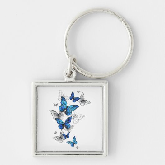Porte-clés Papillons volants bleus Morpho (Devant)