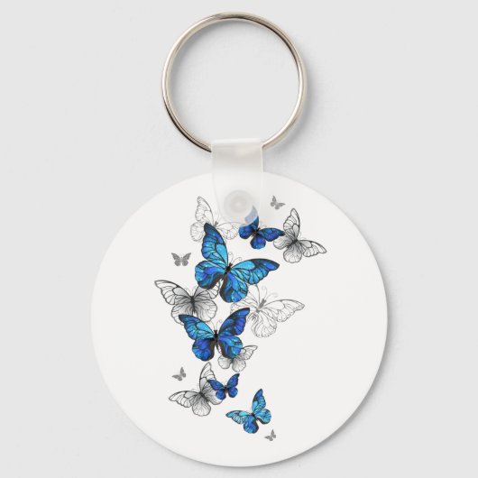 Porte-clés Papillons volants bleus Morpho (Recto)