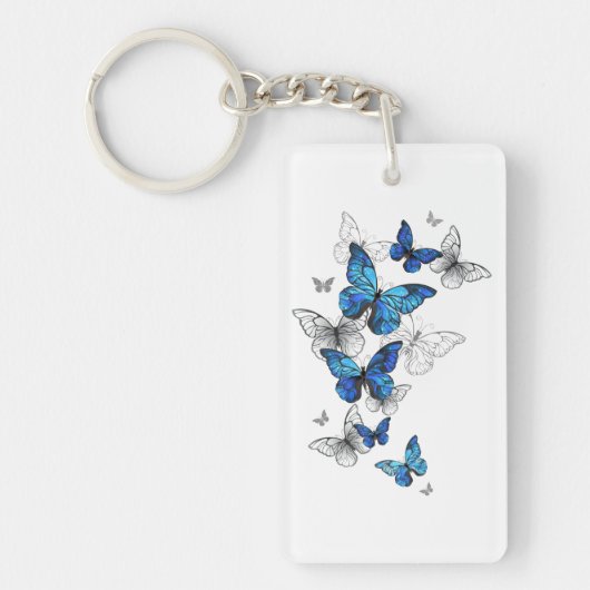 Porte-clés Papillons volants bleus Morpho (Devant)
