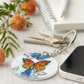 Porte-clés Papillons volants Morpho et Monarch (Devant droit)