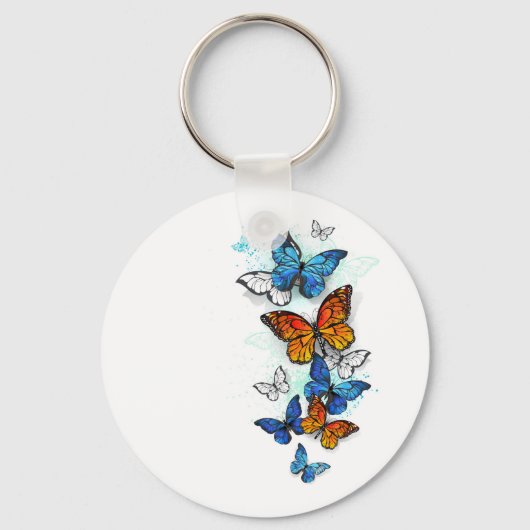 Porte-clés Papillons volants Morpho et Monarch (Recto)