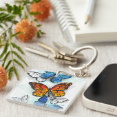 Porte-clés Papillons volants Morpho et Monarch (Devant Droit)