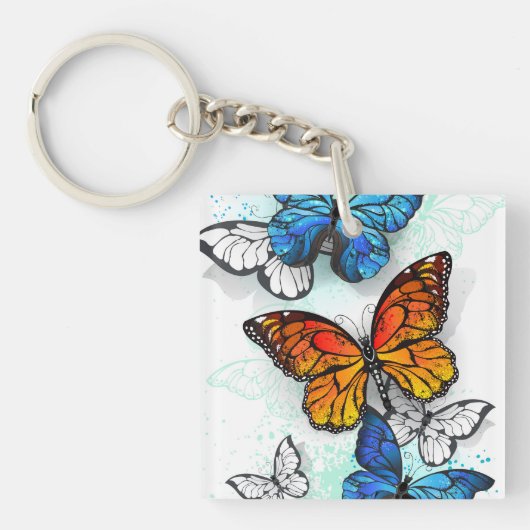 Porte-clés Papillons volants Morpho et Monarch (Devant)
