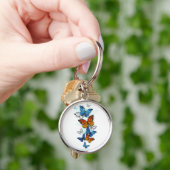 Porte-clés Papillons volants Morpho et Monarch (main)