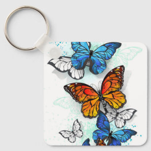 Porte-clés Papillons volants Morpho et Monarch