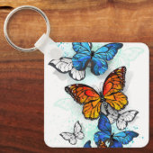 Porte-clés Papillons volants Morpho et Monarch (Recto)