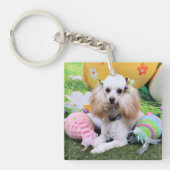 Porte-clés Pâques - caniche - chariot (Devant)