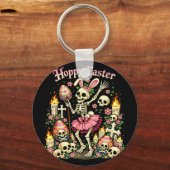 Porte-clés Pâques joyeux squelette gothique lapin drôle sombr (Recto)