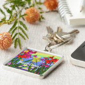 Porte-clés Pâques poulet et fleurs (Côté)