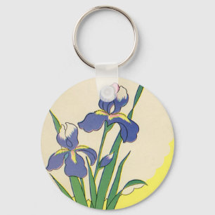 Porte-clés Pâques vintage, fleurs d'iris de jardin violet