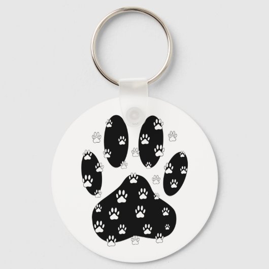 Porte-clés Paquets blancs sur l'Empreinte de patte noir (Recto)