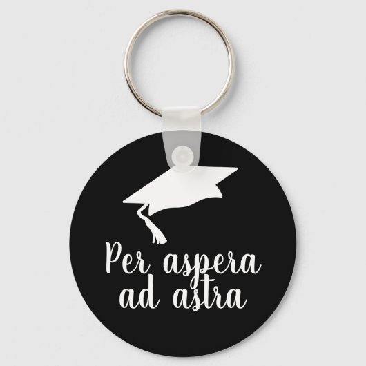 Porte-clés Par aspera ad astra Latin Citation noire (Recto)