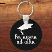 Porte-clés Par aspera ad astra Latin Citation noire (Recto)