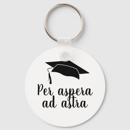 Porte-clés Par aspera ad astra Latin Citation noire (Recto)