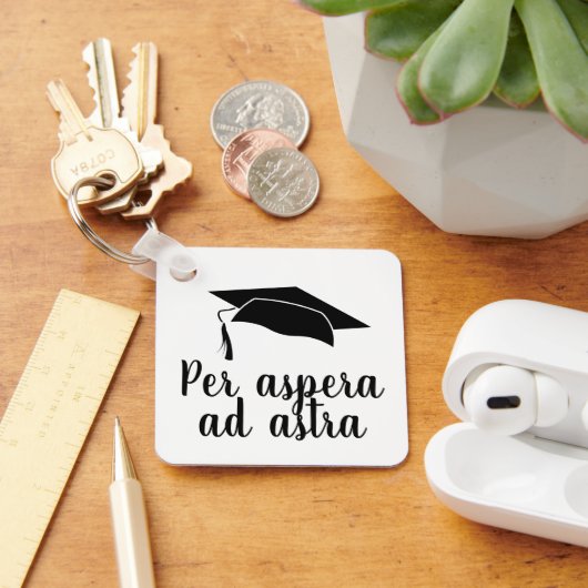 Porte-clés Par aspera ad astra Latin Citation noire (Bureau)