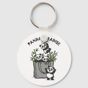 Porte-clés Paradis de bambou de Panda Mâchant la vie lentemen