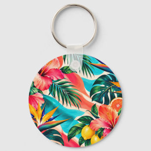 Porte-clés Paradis de l'Hibiscus Tropical Art Botanique
