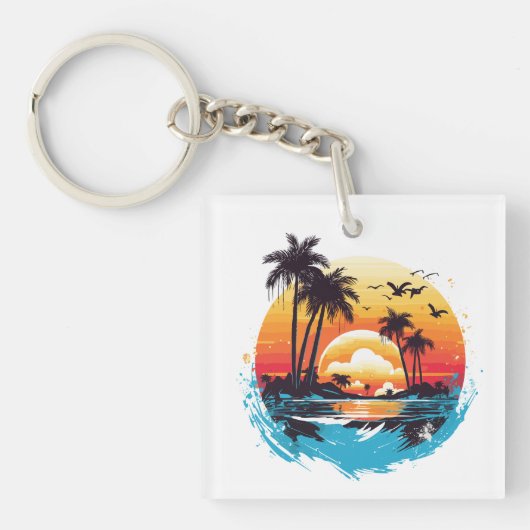 Porte-clés Paradis du coucher de soleil tropical (Devant)
