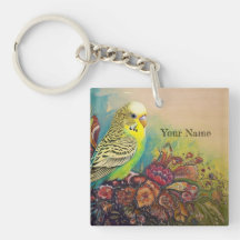 Parakeet aux fleurs d'art populaire