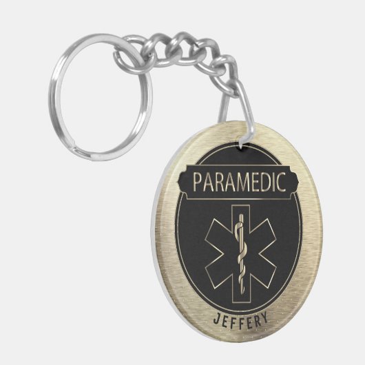 Porte-clés 🚑 paramétrique - Noir et Or (Devant gauche)