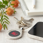 Porte-clés Paraphes de monogramme rouge gris unique tendance (Côté )