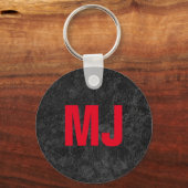 Porte-clés Paraphes de monogramme rouge gris unique tendance (Verso)