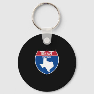 Porte-clés Parc d'État de Bonham Texas Tx Route Vacances Souv