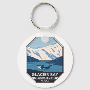 Porte-clés Parc national de Glacier Bay Alaska Orca Art Vinta