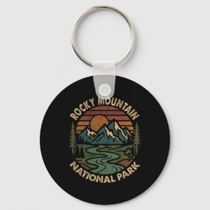 Porte-clés Parc national de Rocky Mountain Retro Sunset Monta