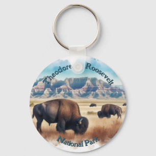 Porte-clés Parc national de Theodore Roosevelt Bison Souvenir