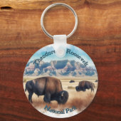 Porte-clés Parc national de Theodore Roosevelt Bison Souvenir (Verso)