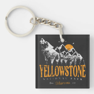 Porte-clés Parc national de Yellowstone Montagnes Wolf Vintag