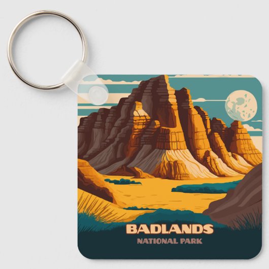 Porte-clés Parc national des Badlands Rétro (Recto)