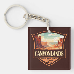 Porte-clés Parc national des Canyons Illustration Rétro