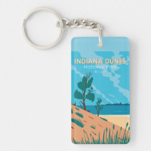Porte-clés Parc national des dunes d'Indiana Vintage double f