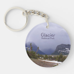 Porte-clés Parc national des Glaciers Nuages bleus et arbres