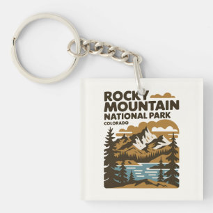 Porte-clés Parc national des Rocheuses Colorado Art Vintage