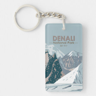 Porte-clés Parc national du Denali Alaska Mont Hunter Vintage