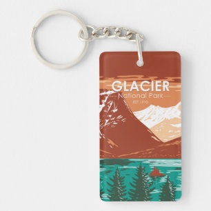 Porte-clés Parc national du Glacier Montana Vintage double fa