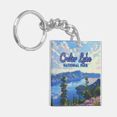 Porte-clés Parc national du lac Crater Oregon Retro (Devant gauche)