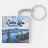 Porte-clés Parc national du lac Crater Oregon Retro (Dos)