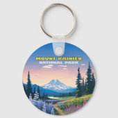 Porte-clés Parc national du Mont Rainier Washington Retro (Verso)