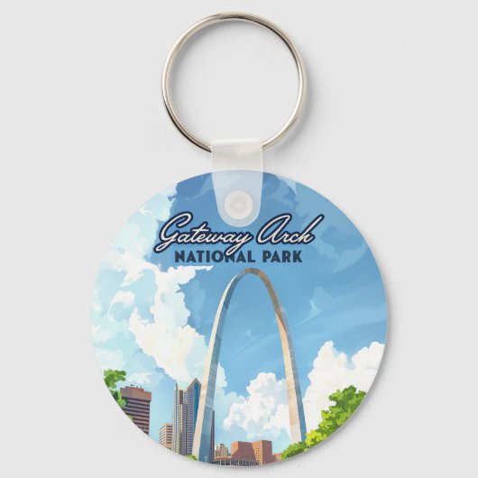 Porte-clés Parc national Gateway Arch Missouri St Louis Retro (Recto)